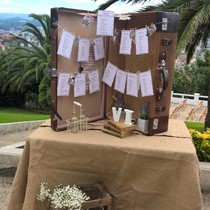 Seating Plan estilo retro con maleta antigüa